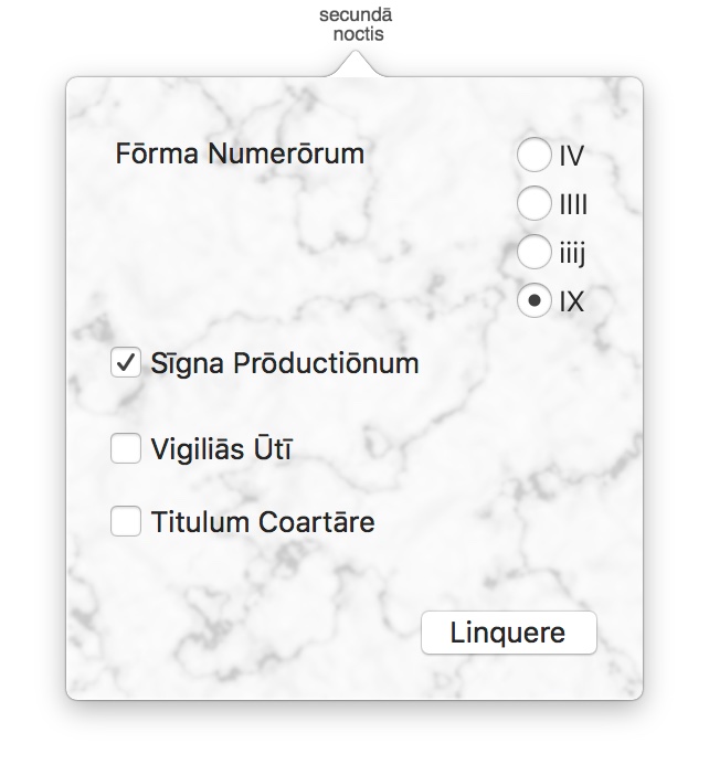 The LatinTime preferences window